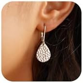 ALEXCRAFT Hammered Teardrop Gold Silver Dangle Earrings for Women Hypoallergenic 925 Sterling Sil... | Amazon (CA)