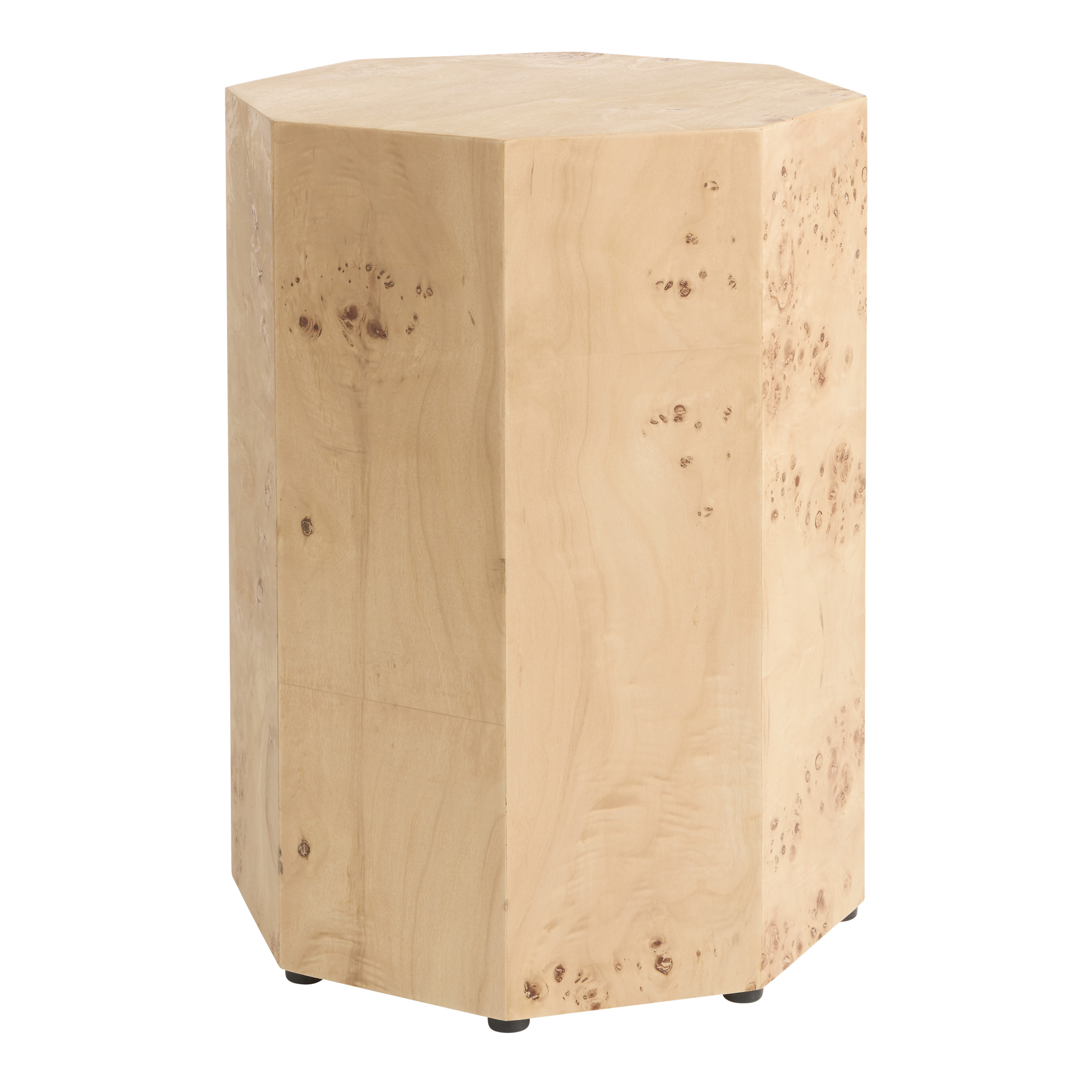 Trenton Natural Wood Faceted Octagon Side Table | World Market