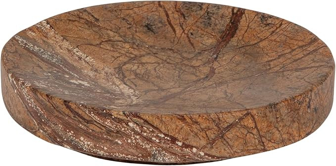 Creative Co-Op Marble Round Soapdish, Brown | Amazon (US)