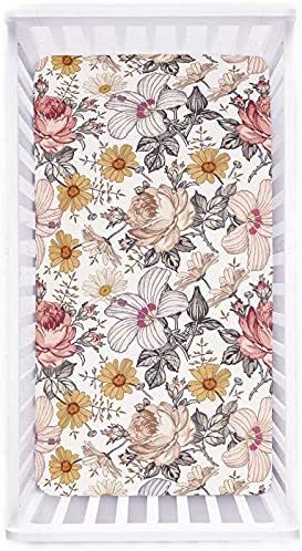 Crib Sheet Jersey Cotton, Fitted Cotton Baby & Toddler Universal Crib Sheets , Floral Crib Sheet Set | Amazon (US)