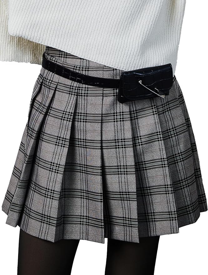 S・DEER Womens Girls High Waisted Pleated Skirt Mini Tennis A-Line Uniform Skater Skirts with Li... | Amazon (US)