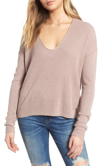 Women's Bp. Textured Stitch V-Neck Pullover, Size XX-Small - Grey | Nordstrom