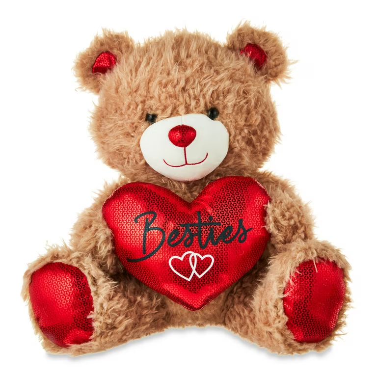 13in Brown Teddy Plush with Red Heart for Adult, Way to Celebrate! | Walmart (US)