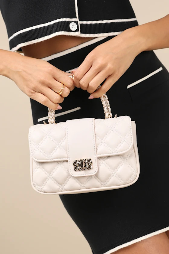 Posh Competence Ivory Quilted Chain Handle Bag | Lulus