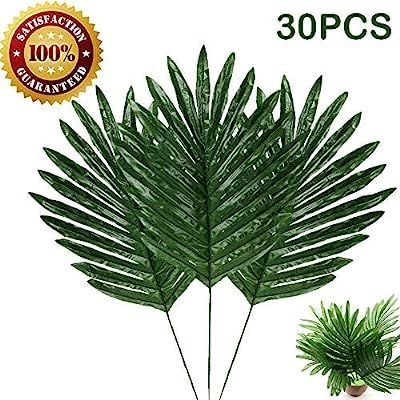 30 Pcs Faux Palm Leaves with Stems Artificial Tropical Plant Imitation Safari Leaves Hawaiian Lua... | Amazon (US)