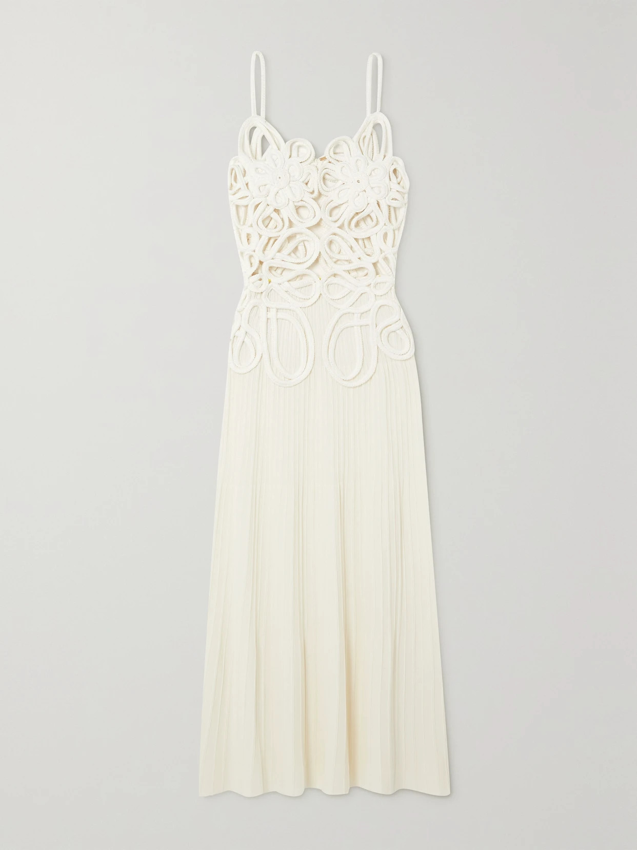 Cult Gaia - Nalda Crocheted Cotton And Pleated Stretch-knit Midi Dress - White | NET-A-PORTER (US)