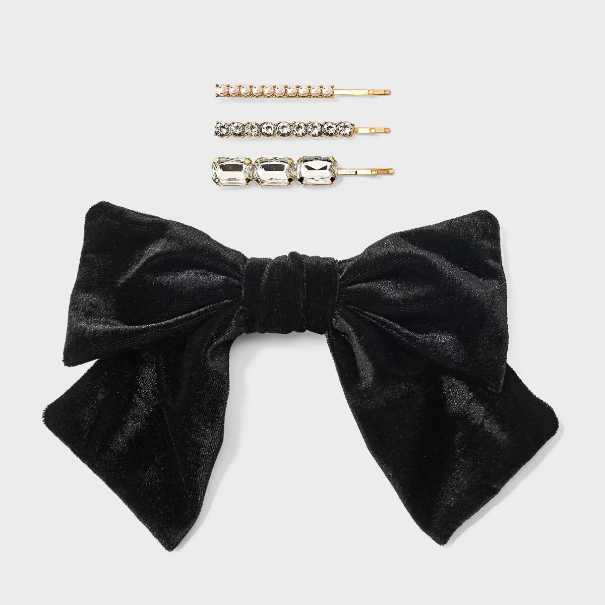 Girls' 4pk Velvet Bow and Bobby Hair Clips - Cat & Jack™ Gold/Black | Target