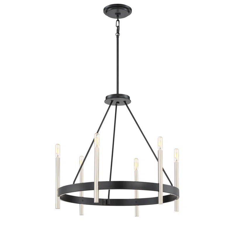 Doucette 6 - Light Dimmable Wagon Wheel Chandelier | Wayfair North America