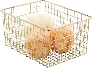 mDesign Metal Wire Bathroom Storage Basket Organizer with Handles - Organize Master or Guest Bath... | Amazon (US)