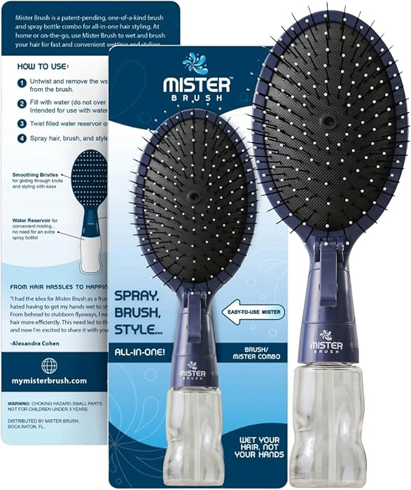 Mister Brush Navy All in One Brush + Mister - 2 in 1 - Detangling Brush - No More Hair Hassle | Amazon (US)