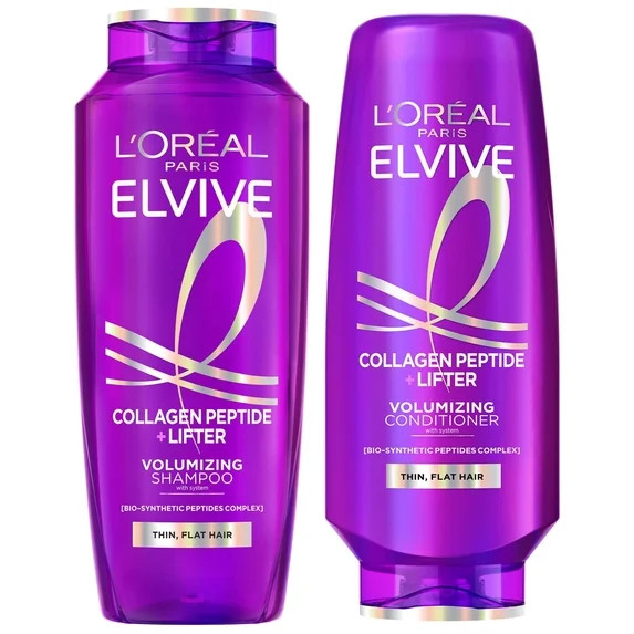 L'Oreal Paris Elvive Collagen Peptide + Lifter 72h Volumizing 13.5oz Shampoo and Conditioner | Walmart (US)