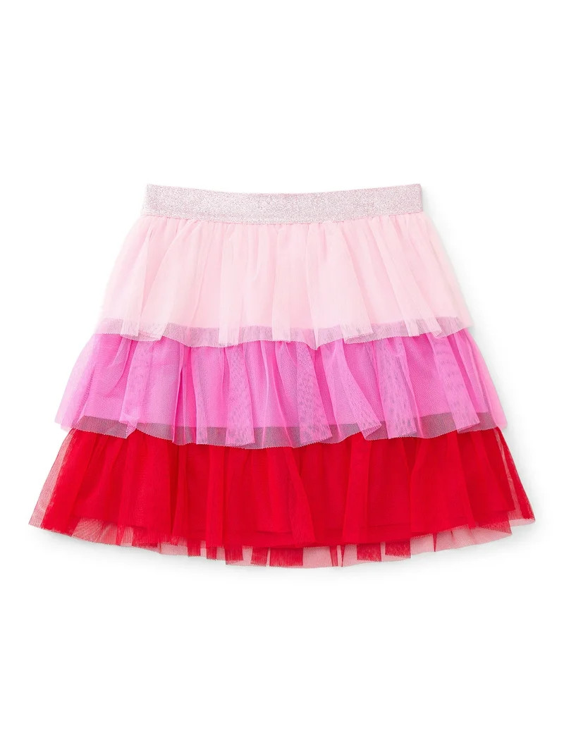 Way to Celebrate Girls Valentine's Day Tiered Mesh Skirt, Sizes 4-18 | Walmart (US)