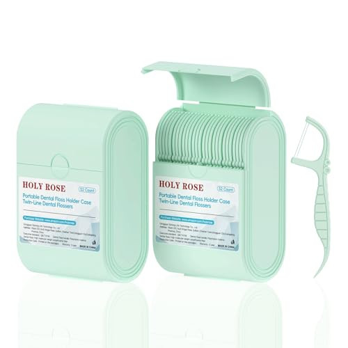 Holy Rose Dental Floss Case with Twin Line Flosser 104 Count-Green, Travel Dispenser for Floss Picks and Toothpick, Mint Flavored, Portable Flossers is Oral Care Tool for Teeth | Amazon (US)
