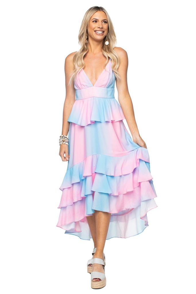 Georgia Ruffled Tiered Sleeveless High-Low Dress - Cotton Candy | BuddyLove