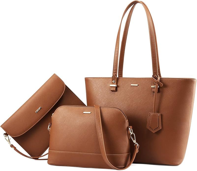 Handbags for Women Shoulder Bags Tote Satchel Hobo 3pcs Purse Set | Amazon (US)