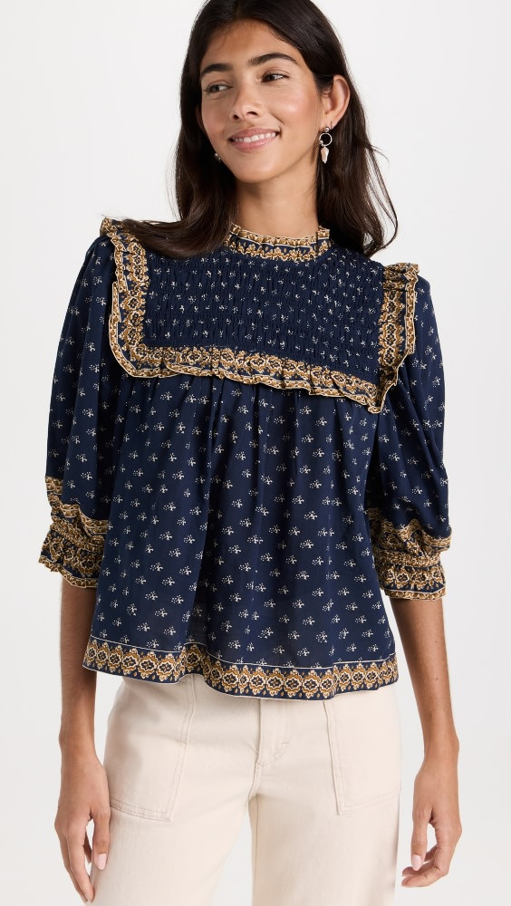 Sea Arlita Print Puff Sleeve Top | Shopbop | Shopbop