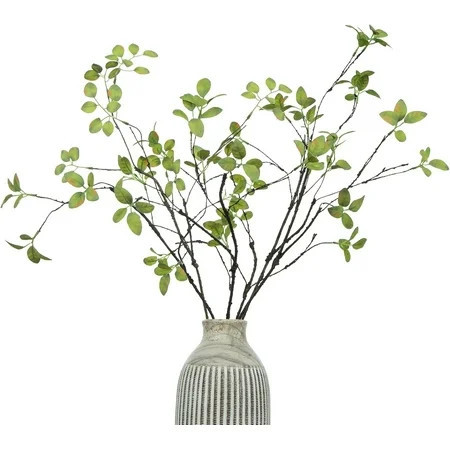 24" 5Pcs Fake Greenery Stems Artificial Ficus Branches Fake Plants for Home Office Table Vase Filler Decoration(Green) | Walmart (US)