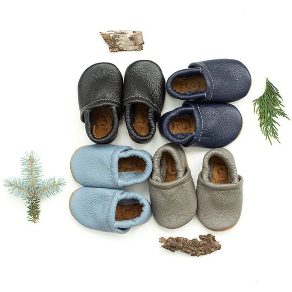 BASIC//LOAFERS Big Sky, Black, Navy, Grey Soft Soled Leather Shoes Baby and Toddler// Starry Knig... | Etsy (US)
