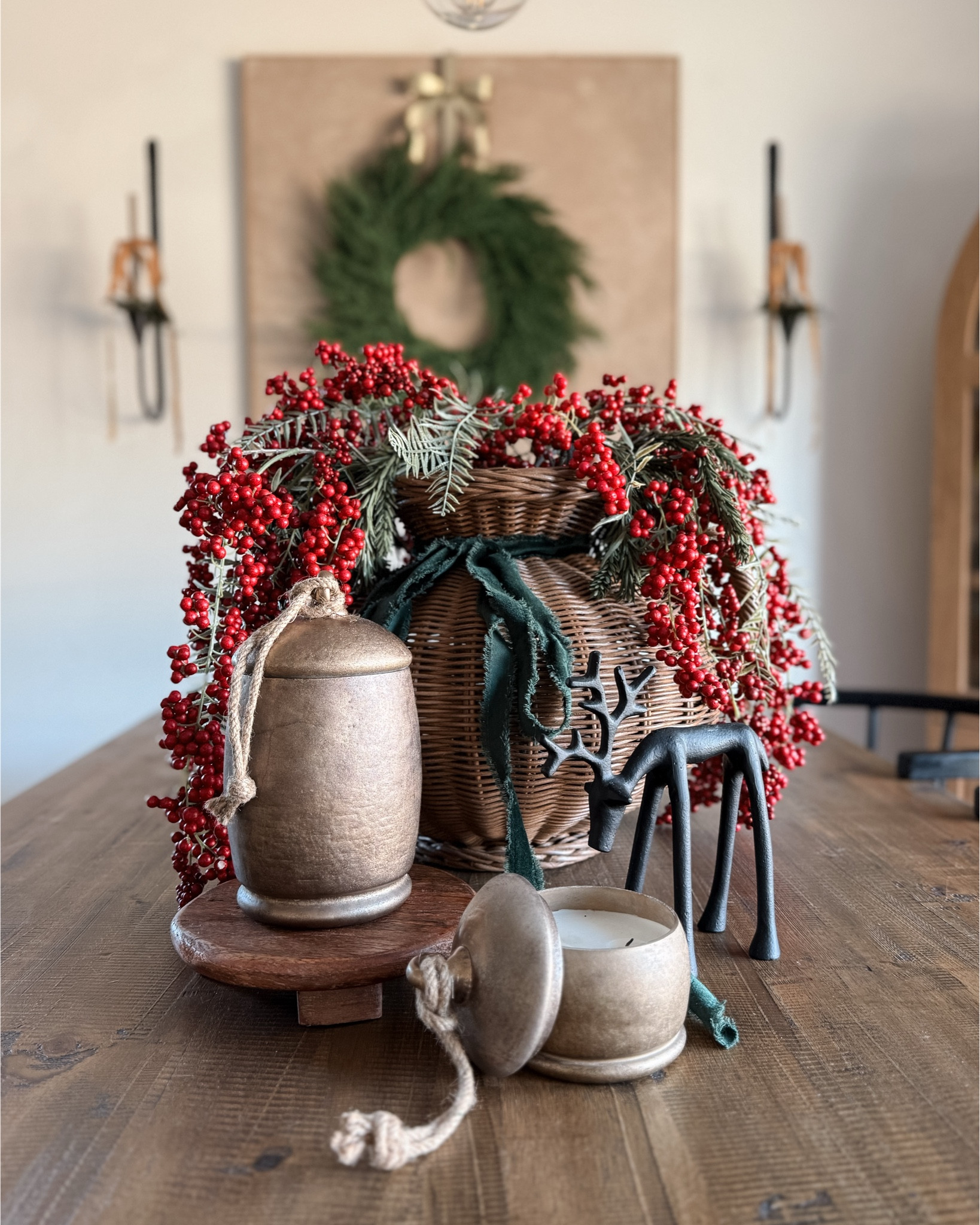 Christmas dining room views ❤️ my little PB dupe deer is showing back in stock for shipping! Also, my arch cabinet is on sale! 

#LTKHoliday #LTKHome #LTKGiftGuide