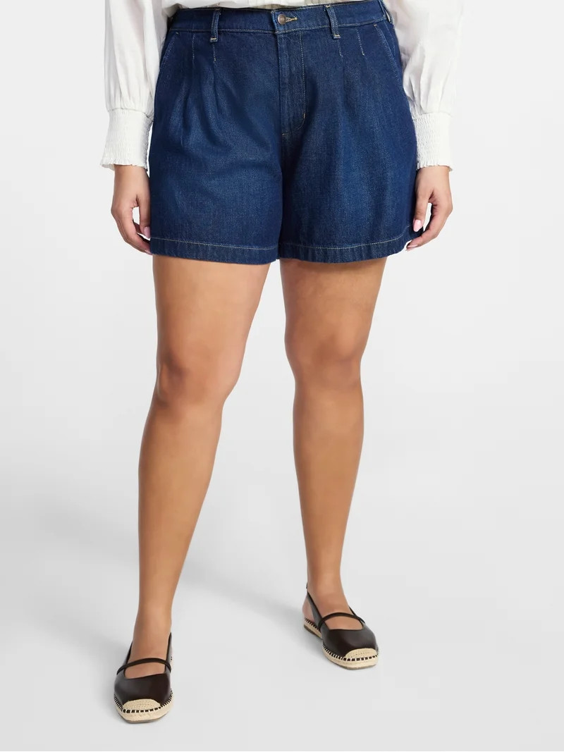 Terra & Sky Women's Plus Drapey Denim Shorts | Walmart (US)