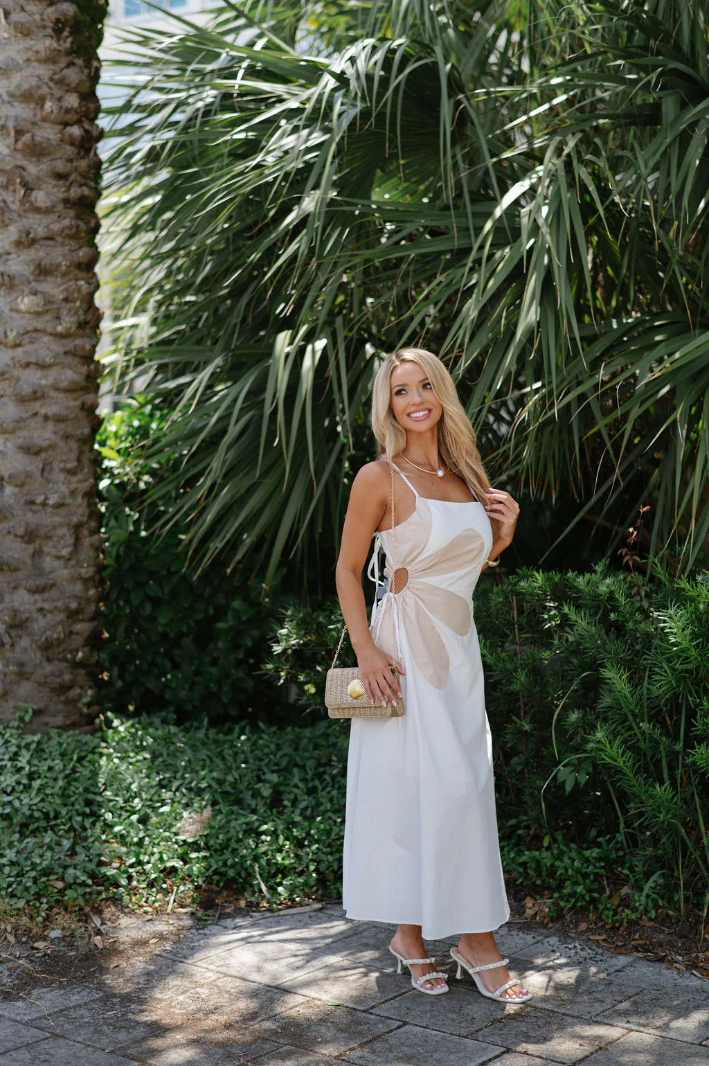 Keagan Midi Dress-White/Almond | These Three