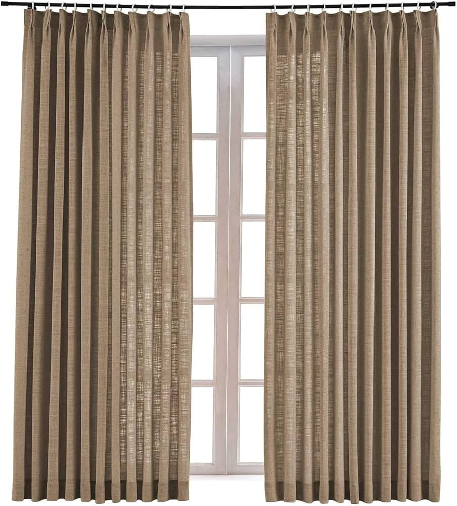 TWOPAGES 52 W x 96 L inch Pinch Pleat Darkening Drape Faux Linen Curtain Drapery Panel for Living... | Amazon (US)