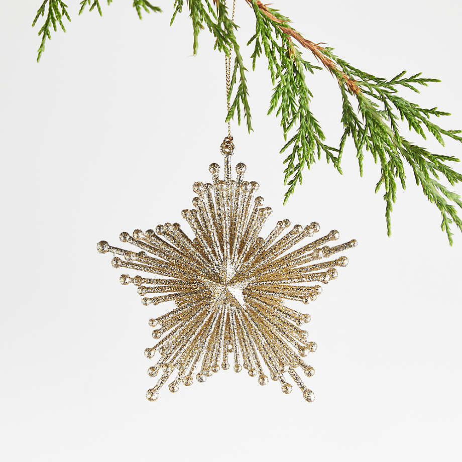 Gold Glitter Starburst Christmas Tree Ornament | Crate & Barrel