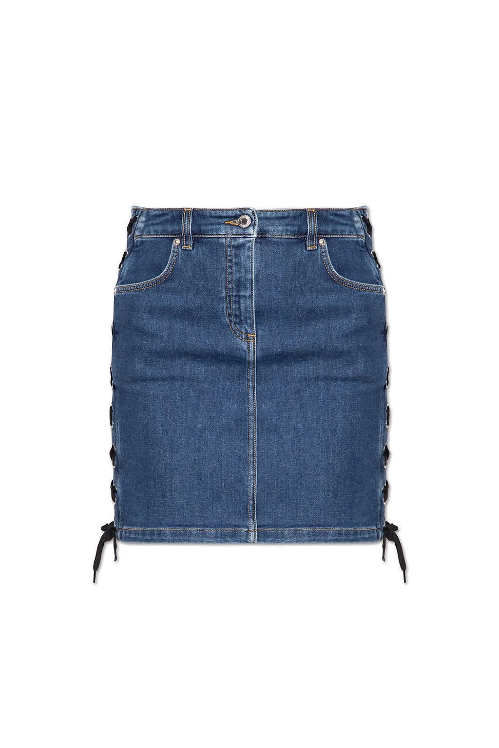 Moschino Lace-Detailed Denim Mini Skirt | Cettire Global