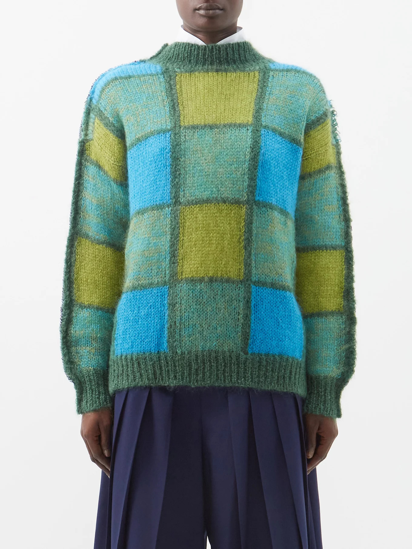 Check-jacquard wool-blend sweater | Marni | Matches (US)