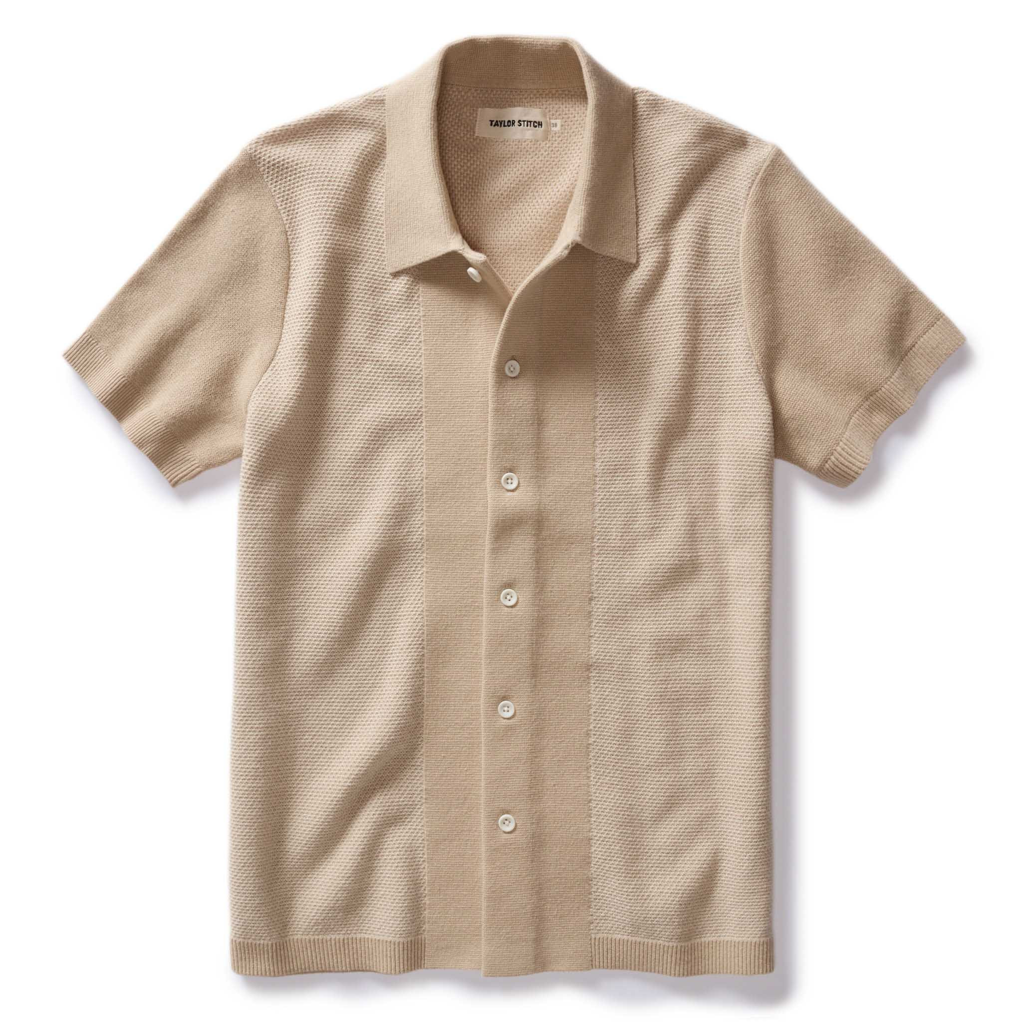 The Button Down Polo in Faded Khaki Seed Stitch | Taylor Stitch