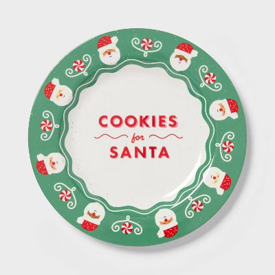 10" Melamine COOKIES for SANTA Novelty Dinner Plate Green - Pillowfort™ | Target