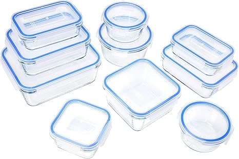 AmazonBasics Glass Locking Lids Food Storage Containers, 20-Piece Set | Amazon (US)