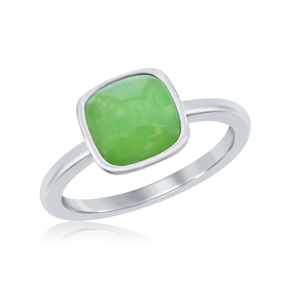 Sterling Silver 8mm Cushion Jade Ring | Shop Simon