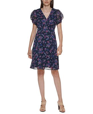 Calvin Klein Floral-Print Fit & Flare Dress & Reviews - Dresses - Women - Macy's | Macys (US)