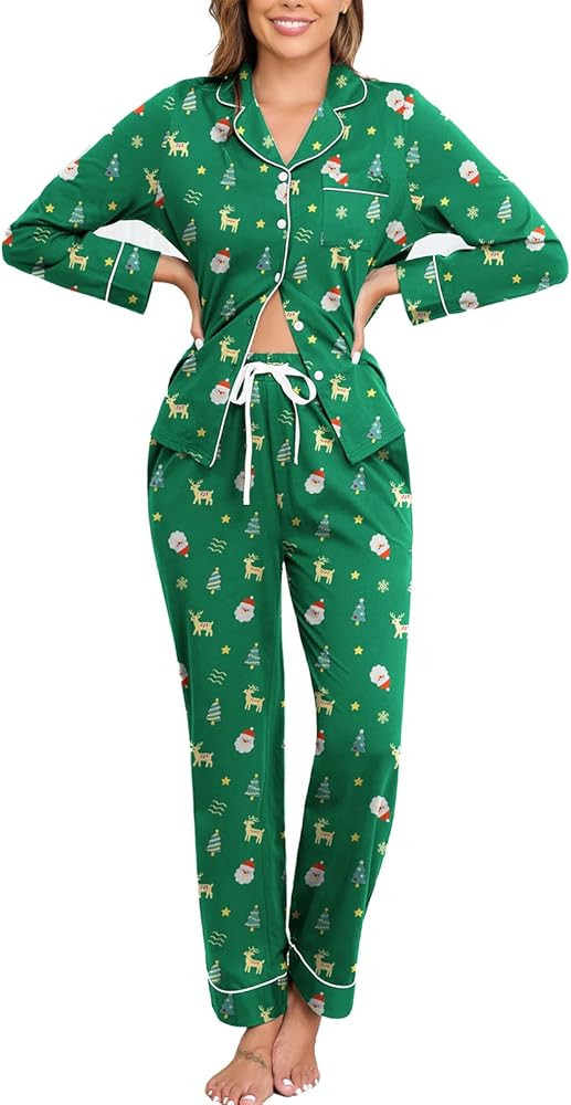 Veseacky 100% Cotton Pajamas for Women Set Long Sleeve Button Down Sleepwear Soft Pjs Lounge Sets... | Amazon (US)