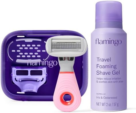 Flamingo Travel Razor Kit for Women - Body & Pubic Razor - Mini Handle, 2 Blade Refills, 1 Travel... | Amazon (US)