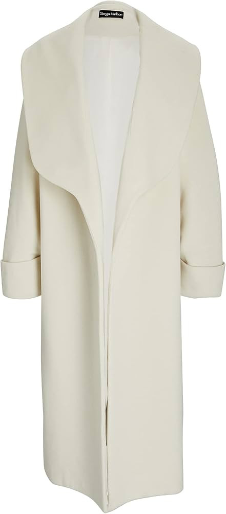 Amazon.com: Sergio Hudson, Shawl Collar Drape Coat, L, Vanilla : Clothing, Shoes & Jewelry | Amazon (US)