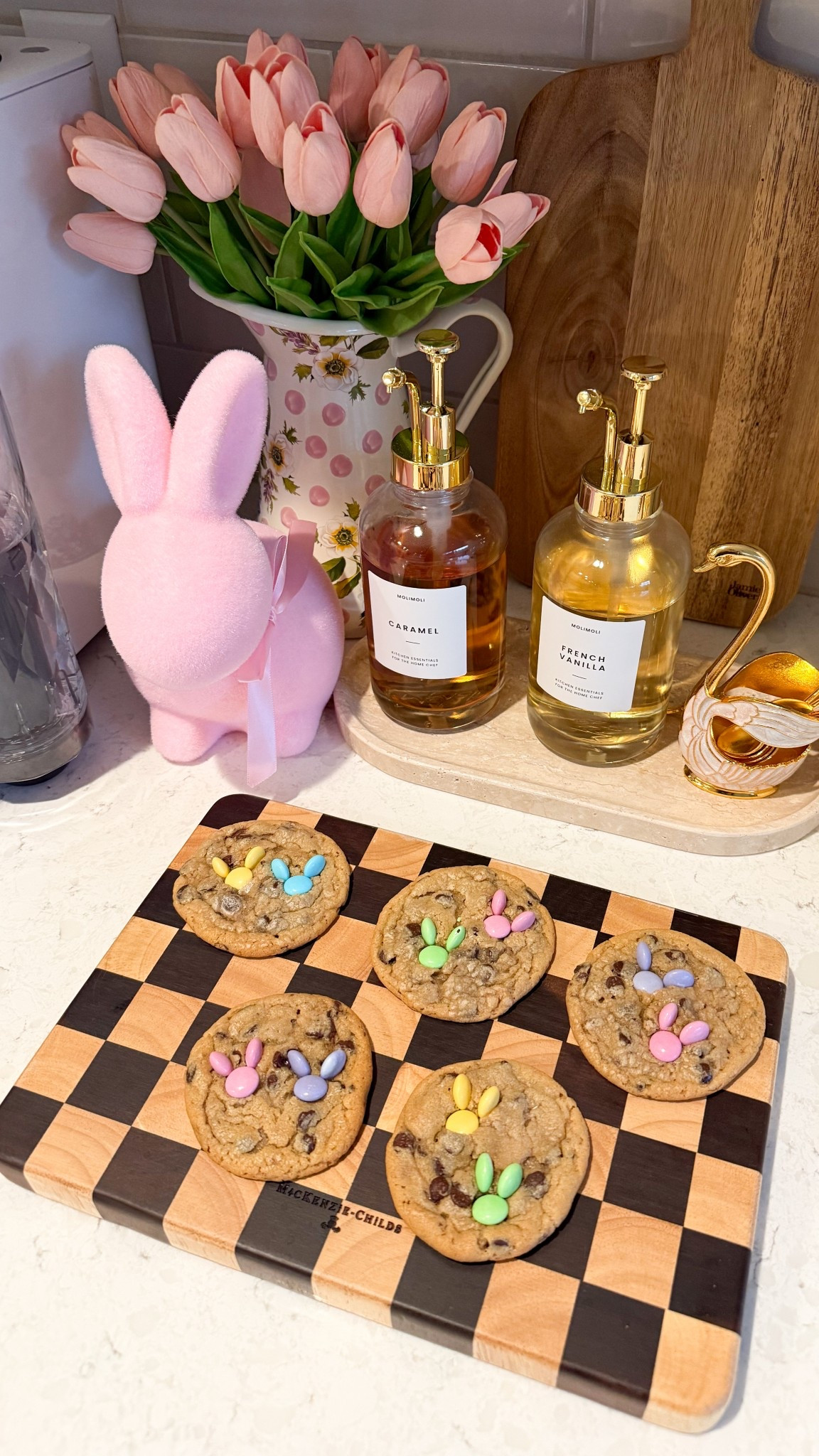 EASY EASTER COOKIES!  🐰 Bake pre-made chocolate chip cookie dough, and add the pastel M&Ms after the cookies cooled off a bit. So cute and fun for Easter!

Pillsbury Ready To Bake Cookie Dough, Chocolate Chip, M&M'S Easter Milk Chocolate Candies, parchment paper, bunny, baking sheet, spoon set, tray, tulips, Mackenzie childs pitcher and check chop board, Syrup Dispenser for Coffee Bars

#LTKFestival #LTKHome #LTKWatchNow