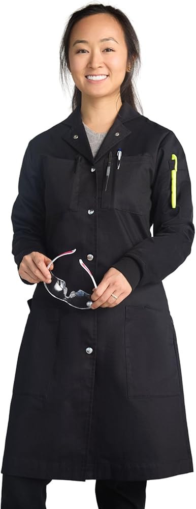 The Lab Coat Project - 100% Cotton Chemistry Women's 6-Pocket Long, Fitted with Snaps, Cuffed Sle... | Amazon (US)