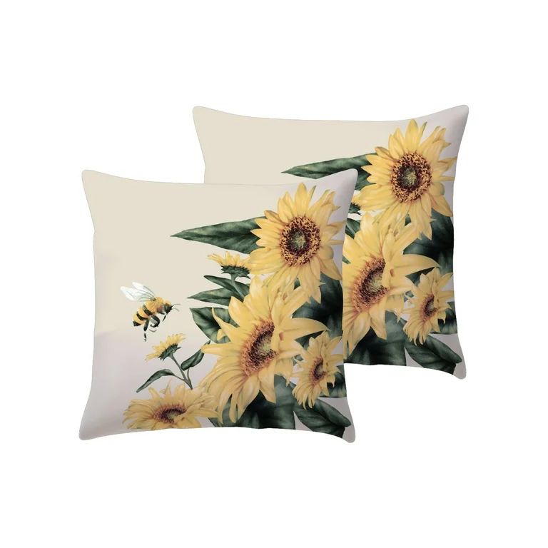 Mainstays Sunflower Bee Outdoor Throw Pillow, 16", Multicolour Novelty | Walmart (US)