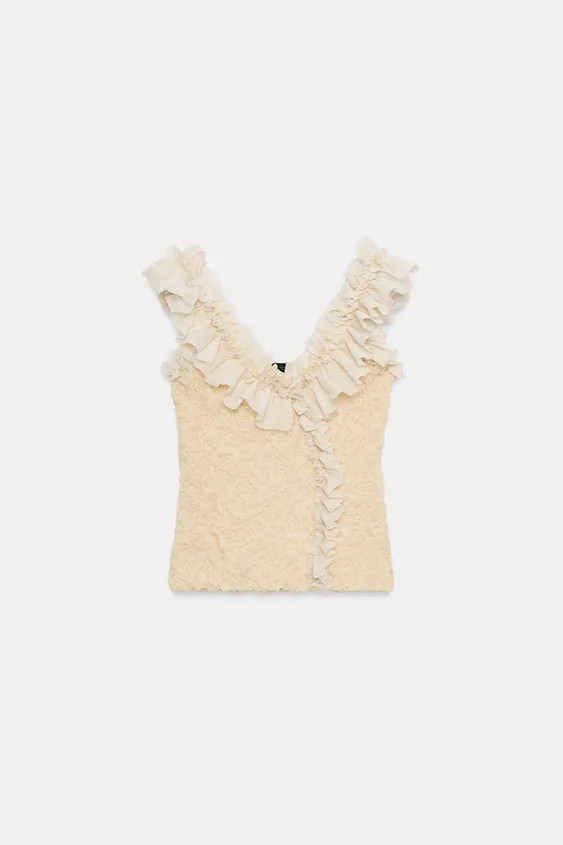 COMBINATION ROMANTIC KNIT TOP | Zara US
