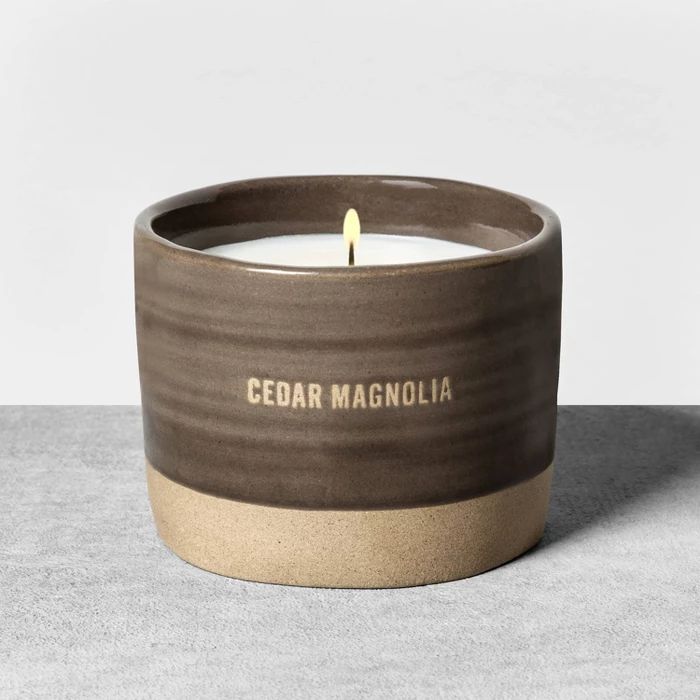 9.3oz Reactive Glaze Ceramic Container Candle Cedar Magnolia - Hearth &#38; Hand&#8482; with Magn... | Target
