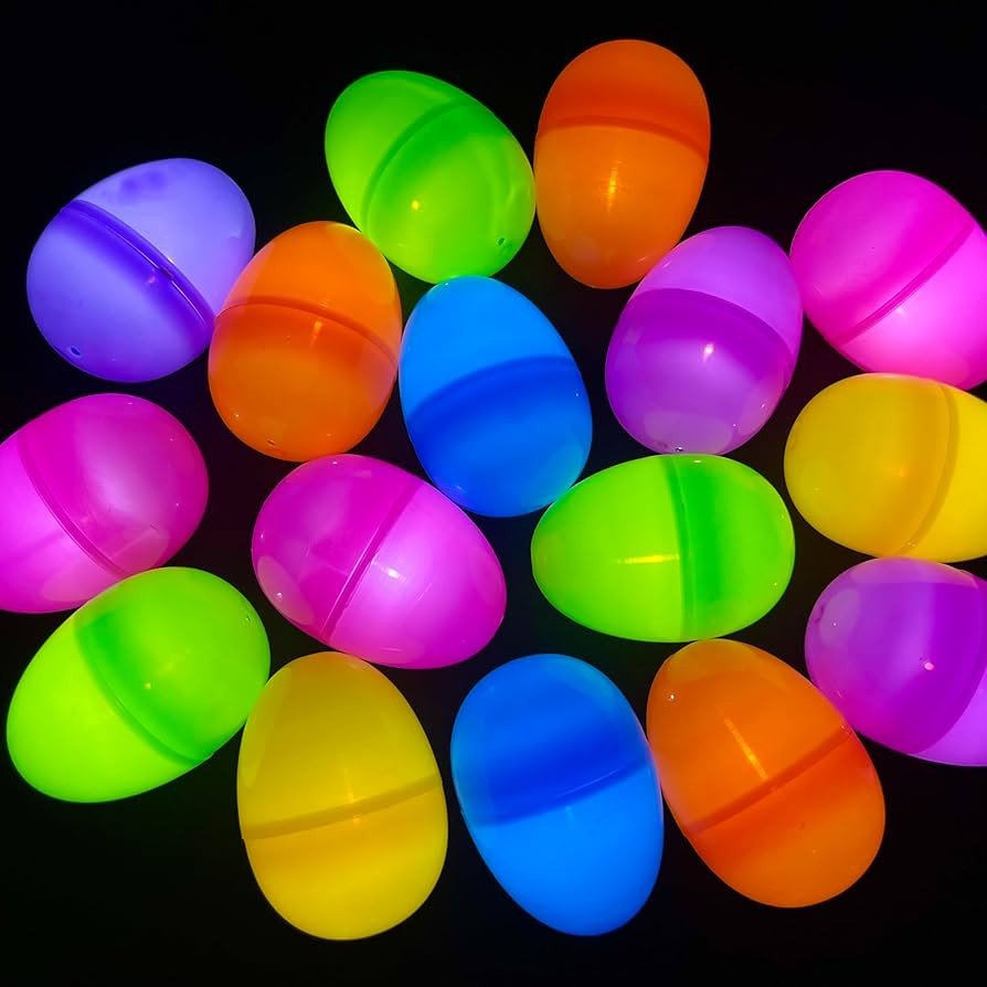 GiftExpress 50pc Light Up Easter Eggs - Assorted Color Plastic Eggs with LED Lights - Adult & Kid... | Amazon (US)