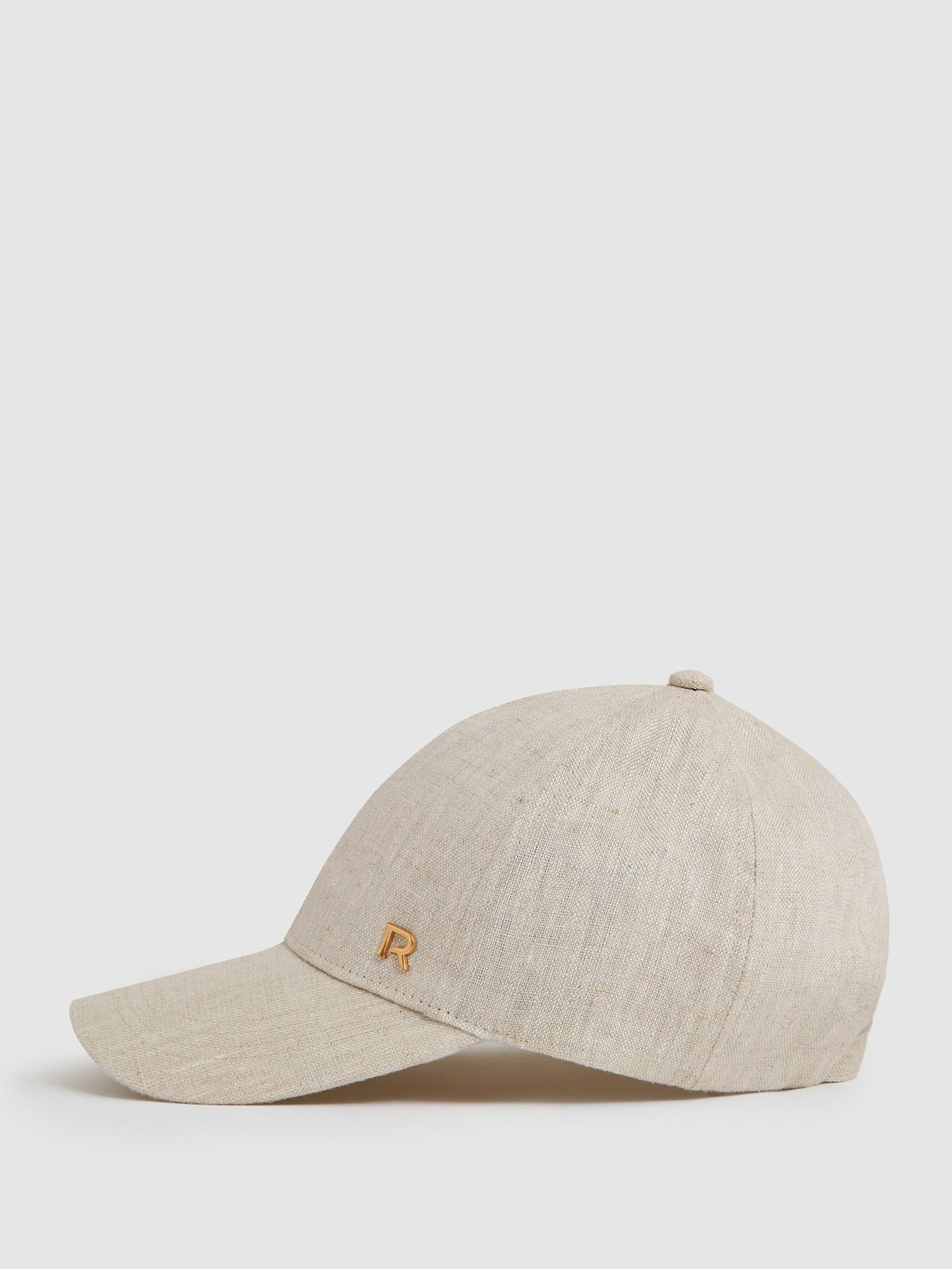 Linen Logo Baseball Cap in Neutral | Reiss US