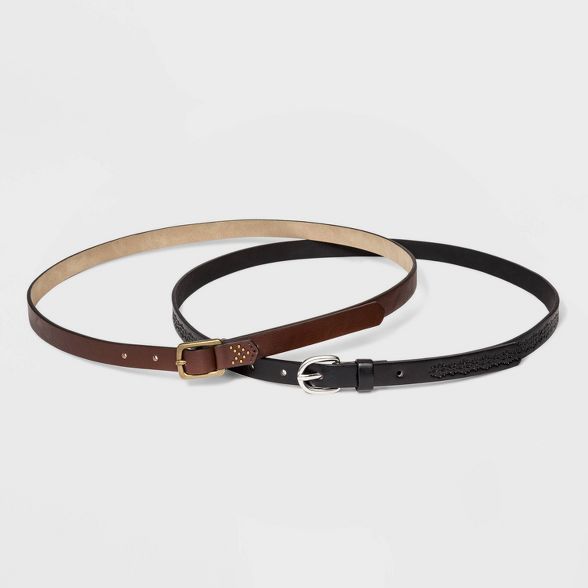 Women's 2pk Buckle Belt - Universal Thread™ Brown/Black | Target