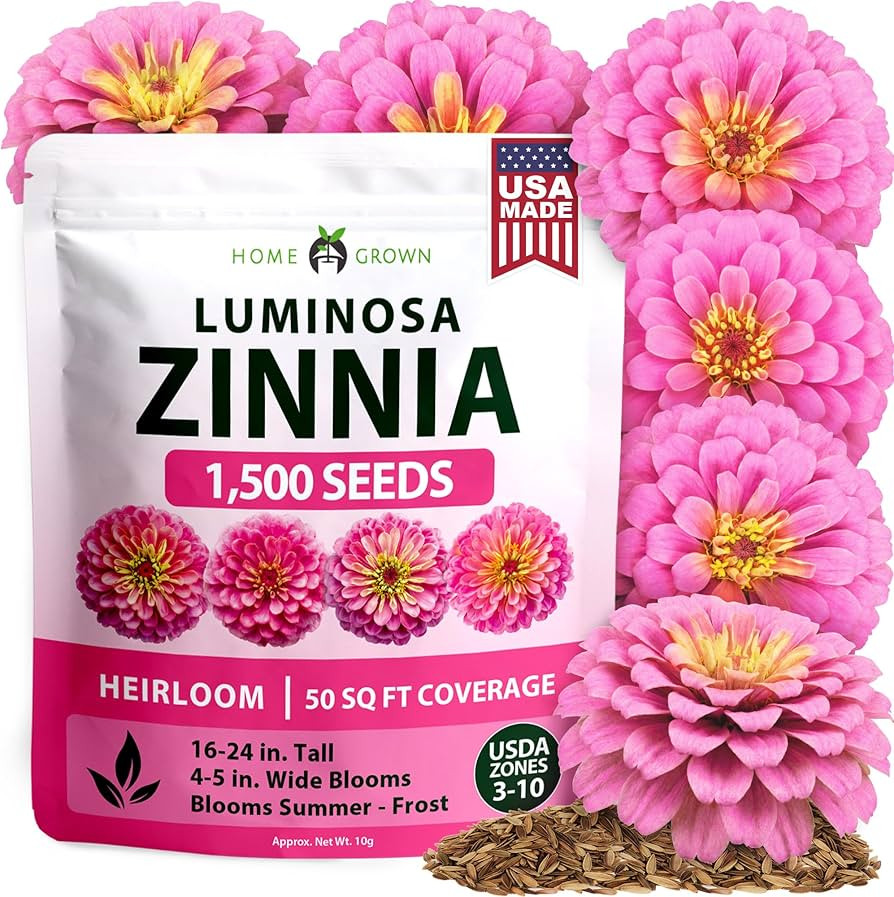 HOME GROWN Pink Zinnia Seeds – 1500 Luminosa Zinnias, Easy to Grow Annual Flower Seeds for Plan... | Amazon (US)