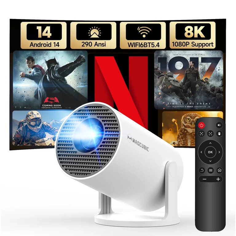Magcubic Mini Projector 8K 1080P Support with WiFi 6 & BT 5.4 290 ANSI Brightness, Auto Keystone,... | Walmart (US)