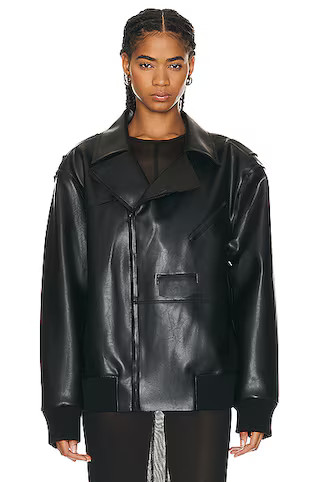 Norma Kamali Oversized Moto Jacket in Black | FWRD | FWRD 