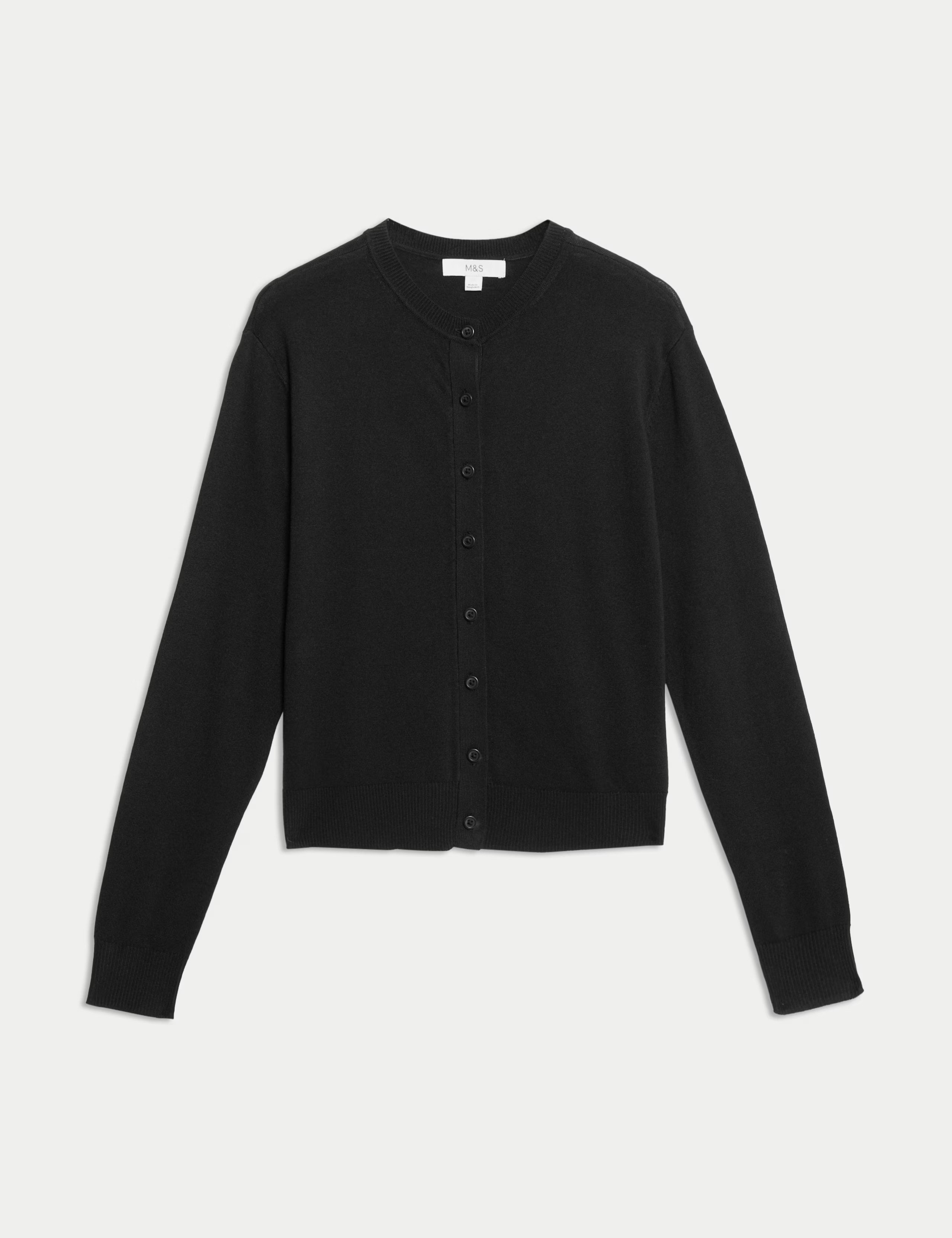 Crew Neck Button Front Cardigan | Marks & Spencer (UK)