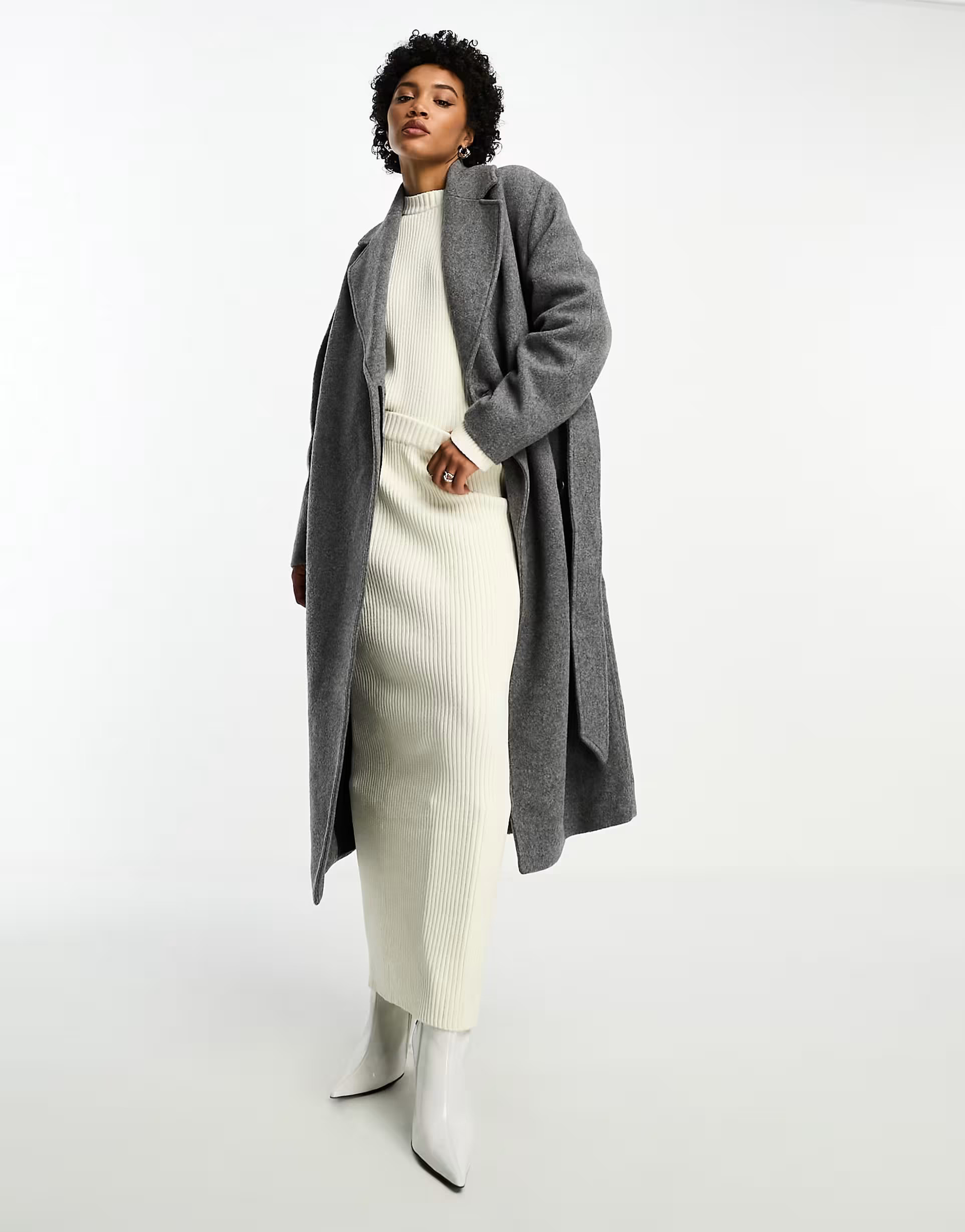 & Other Stories belted wool coat in grey melange | ASOS (Global)